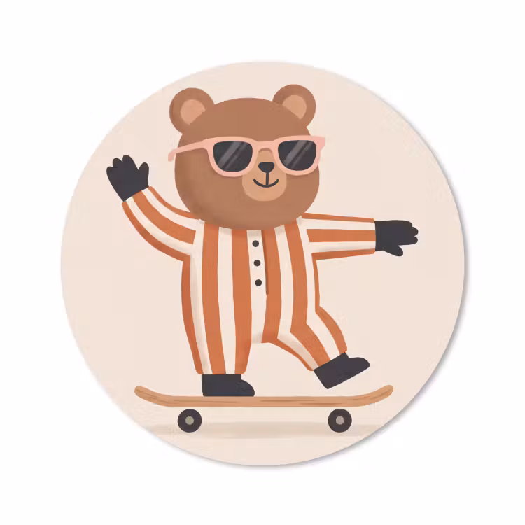 Muismat - Dieren - Skateboard - Spel - Cartoon - Roze — 1