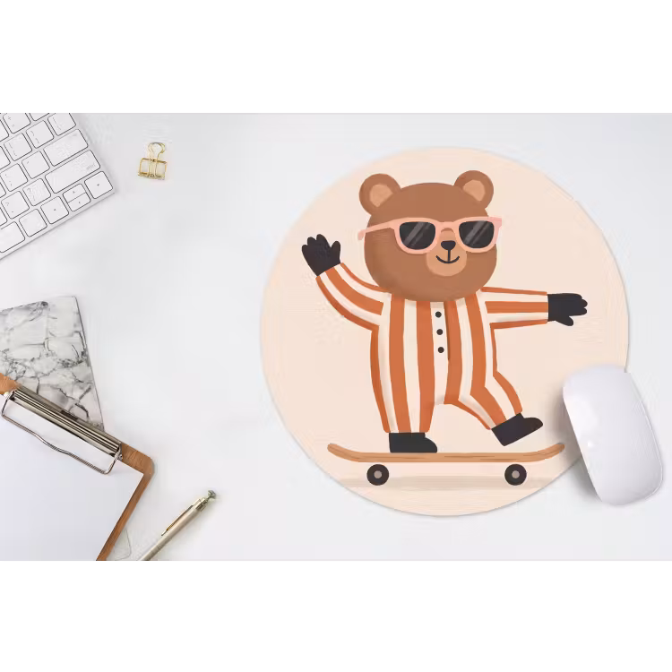 Muismat - Dieren - Skateboard - Spel - Cartoon - Roze — 2