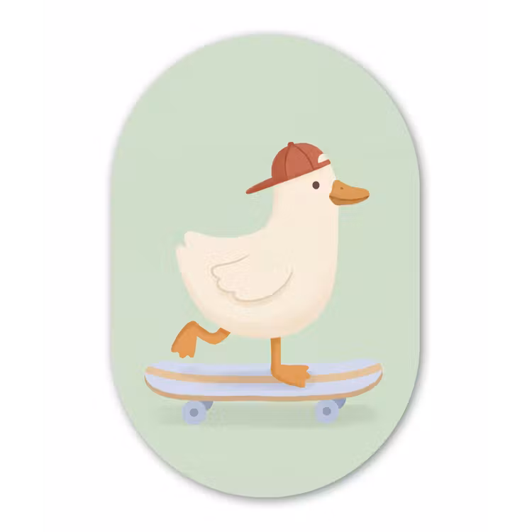 Muurovaal - Kunststof - Vogel - Skateboard - Dieren - Cartoon - Speels — 3