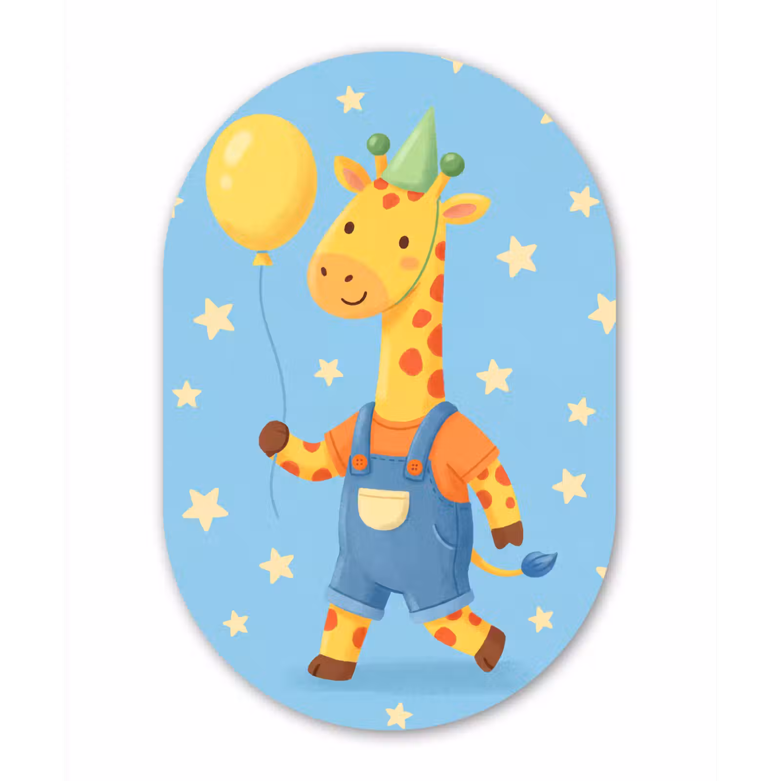 Muurovaal - Glas - Dieren - Giraffe - Ballon - Feest - Kinderkamer — 1