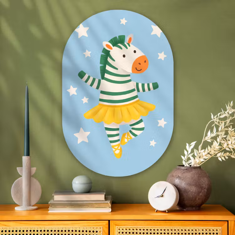 Muurovaal - Glas - Dieren - Dans - Illustratie - Kinderkamer - Sterren — 2