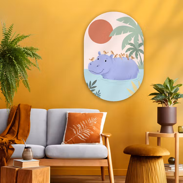 Muurovaal - Glas - Dieren - Vogel - Water - Natuur - Illustratie — 3
