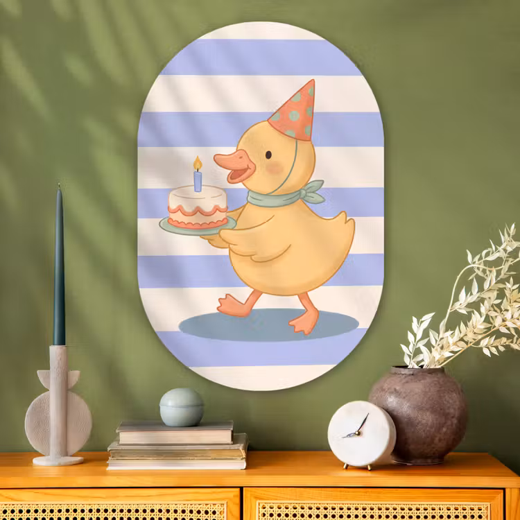 Muurovaal - Glas - Vogel - Feest - Taart - Kinder - Illustratie — 2