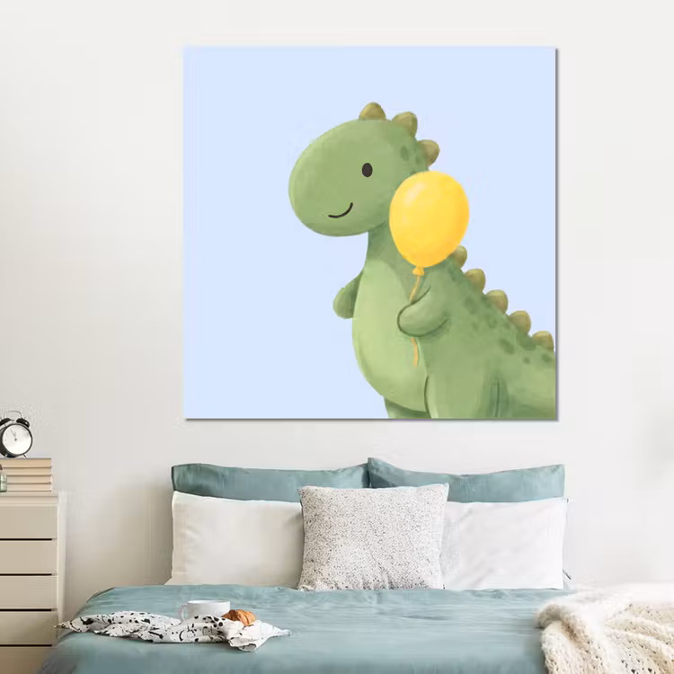 Forex - Dinosaurus - Ballon - Kinderkamer - Illustratie - Groen — 2