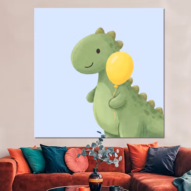 Forex - Dinosaurus - Ballon - Kinderkamer - Illustratie - Groen — 3
