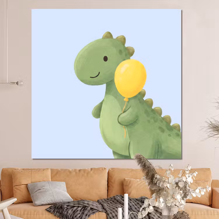 Forex - Dinosaurus - Ballon - Kinderkamer - Illustratie - Groen — 4