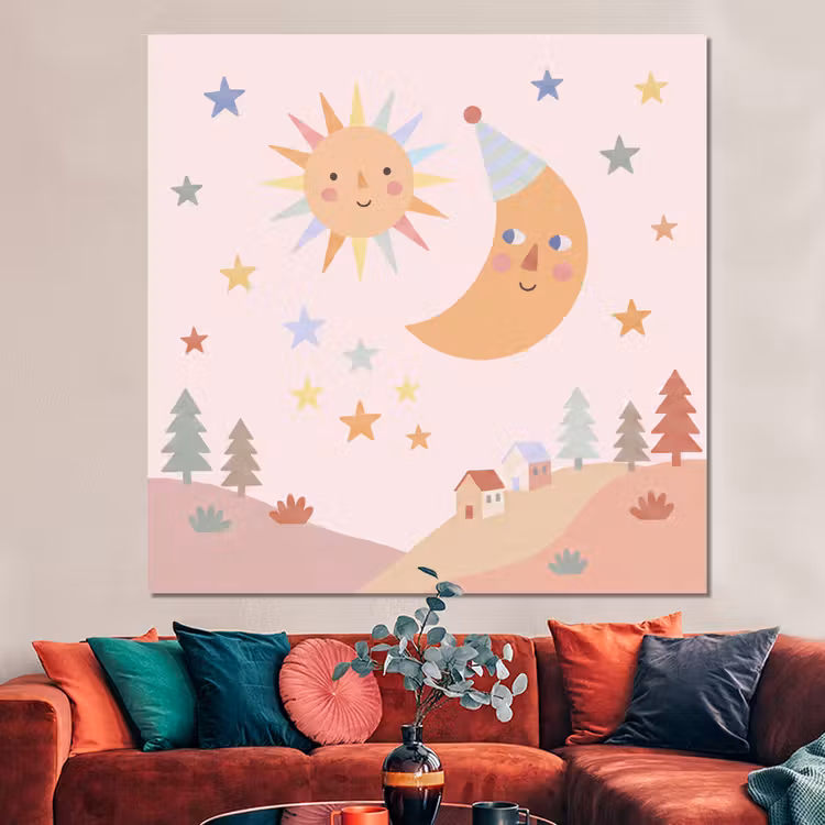 Forex - Zon - Maan - Sterren - Kinderkamer - Pastel — 3