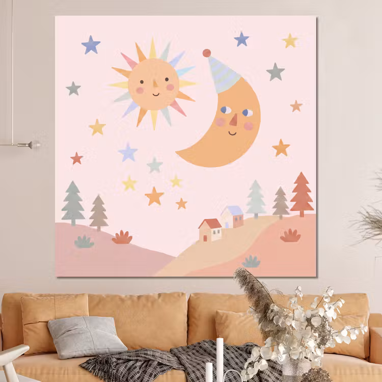 Forex - Zon - Maan - Sterren - Kinderkamer - Pastel — 4