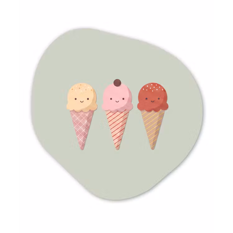 Organisch schilderij - Glas - IJs - Hoorntjes - Eten - Illustratie - Vrolijk — 1