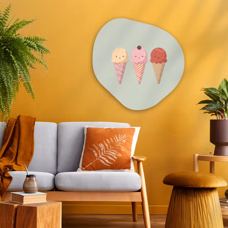 Organisch schilderij - Glas - IJs - Hoorntjes - Eten - Illustratie - Vrolijk — 3