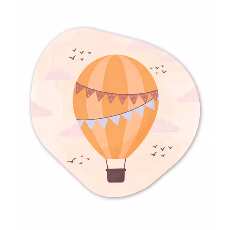 Organisch schilderij - Glas - Luchtballon - Slingers - Avontuur - Illustratie - Oranje — 1