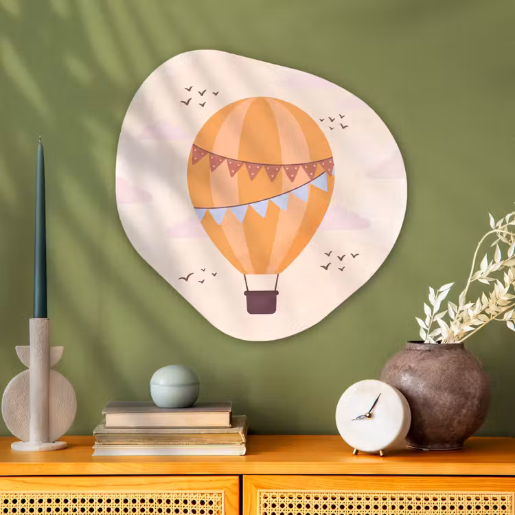 Organisch schilderij - Glas - Luchtballon - Slingers - Avontuur - Illustratie - Oranje — 2