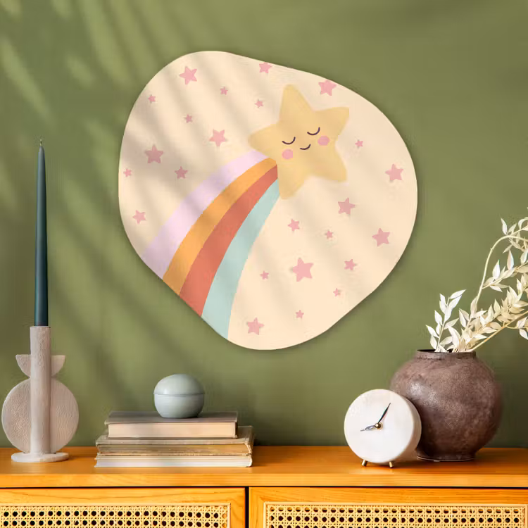 Organisch schilderij - Glas - Ster - Regenboog - Nacht - Illustratie - Pastel — 2