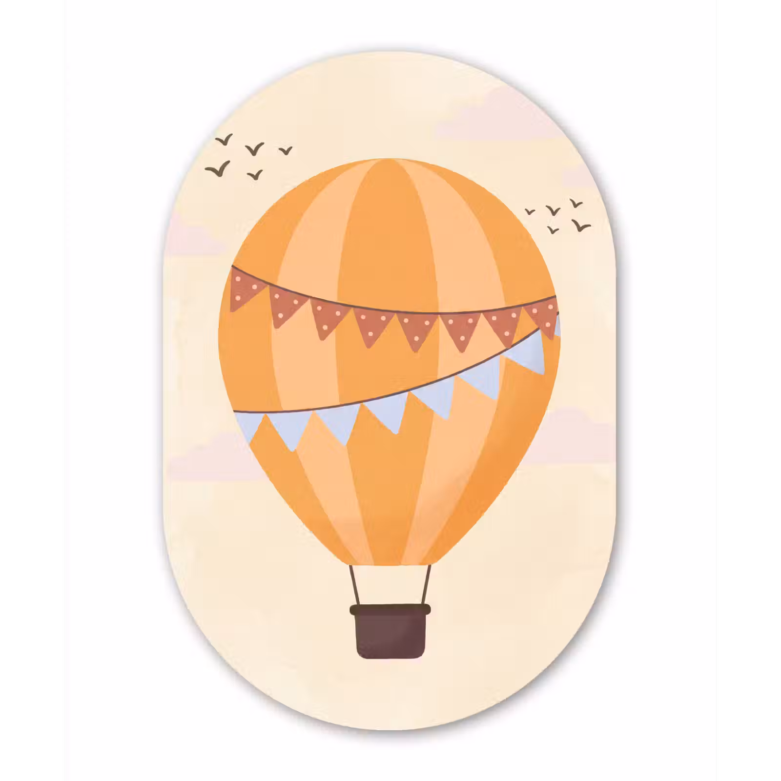Muurovaal - Glas - Luchtballon - Slingers - Avontuur - Illustratie - Oranje — 1
