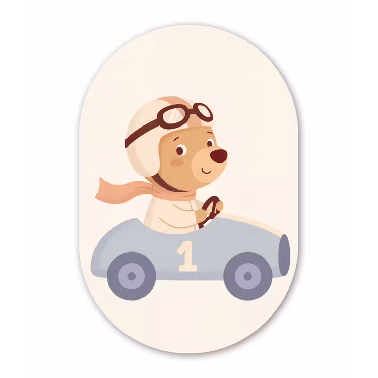 Muurovaal - Glas - Beer - Auto - Kinderkamer - Cartoon - Speels — 1