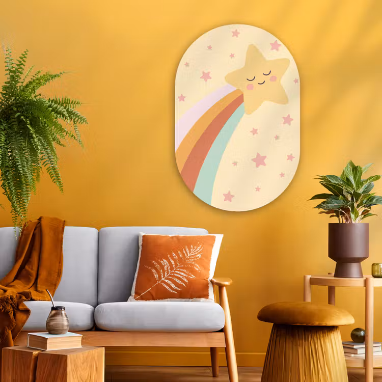 Muurovaal - Glas - Ster - Regenboog - Nacht - Illustratie - Pastel — 3