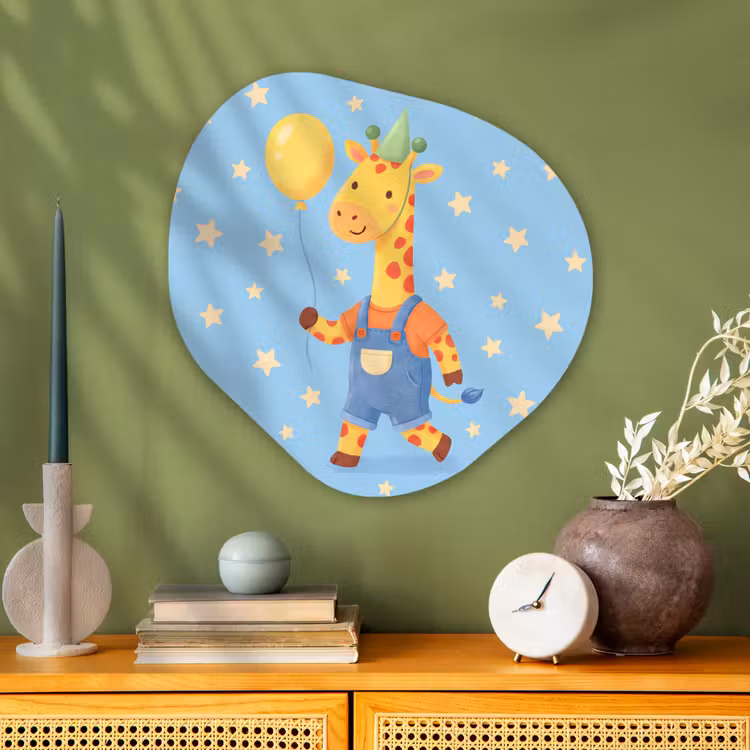 Organisch schilderij - Glas - Dieren - Giraffe - Ballon - Feest - Kinderkamer — 2