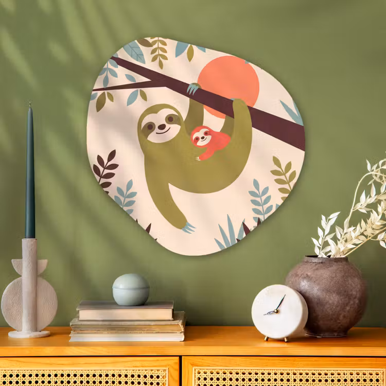 Organisch schilderij - Glas - Dieren - Moeder - Baby - Natuur - Groen — 2