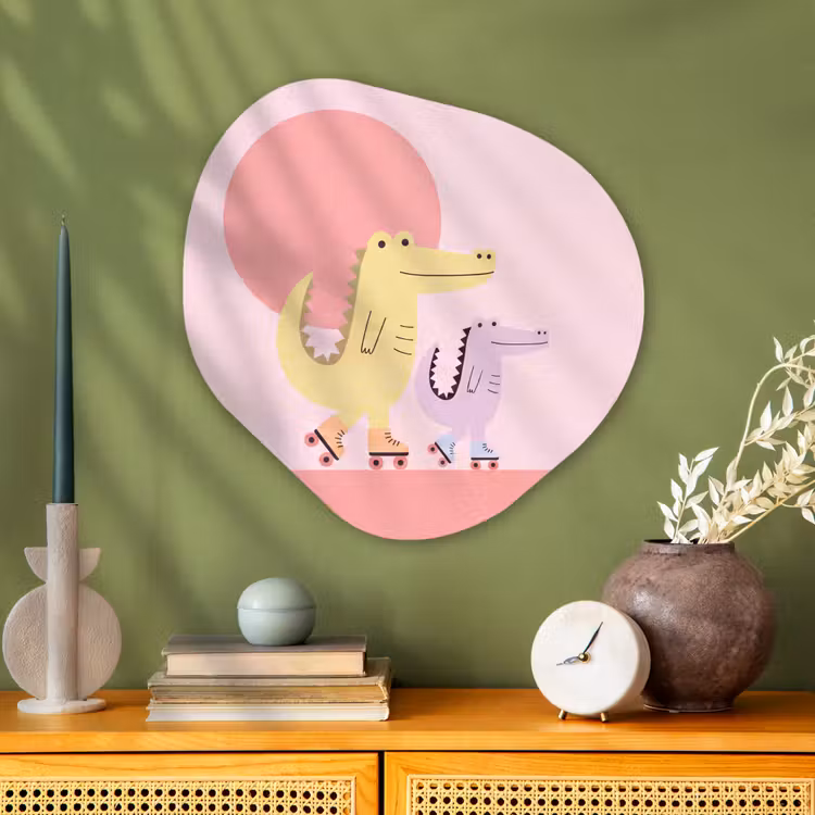 Organisch schilderij - Glas - Dieren - Skaten - Illustratie - Speels - Roze — 2