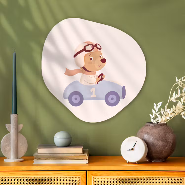 Organische schilderij - Aluminium - Beer - Auto - Kinderkamer - Cartoon - Speels — 2