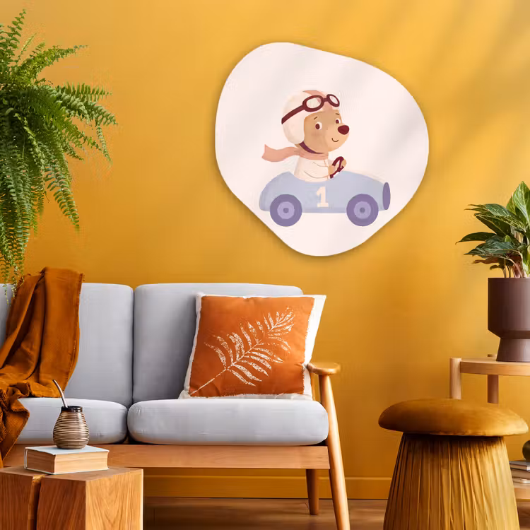 Organische schilderij - Aluminium - Beer - Auto - Kinderkamer - Cartoon - Speels — 3