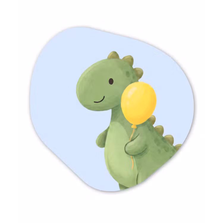 Organische schilderij - Aluminium - Dinosaurus - Ballon - Kinderkamer - Illustratie - Groen — 1