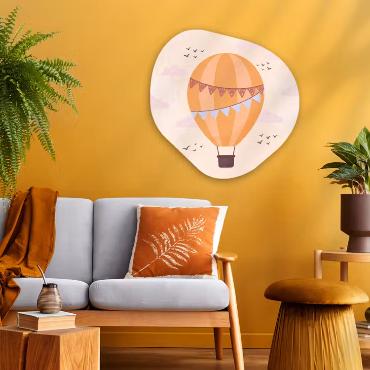 Organische schilderij - Aluminium - Luchtballon - Slingers - Avontuur - Illustratie - Oranje — 3