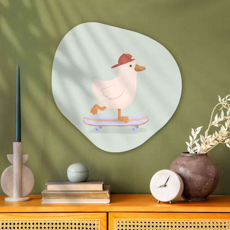 Organische schilderij - Aluminium - Vogel - Skateboard - Dieren - Cartoon - Speels — 2