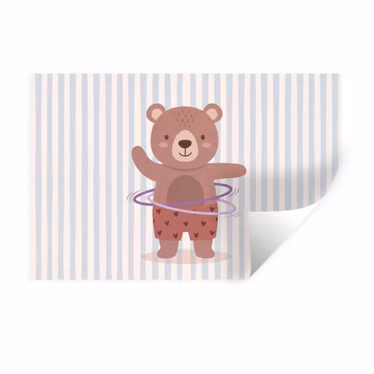 Muursticker - Beer - Hoepel - Kinderkamer - Illustratie - Bruin — 1