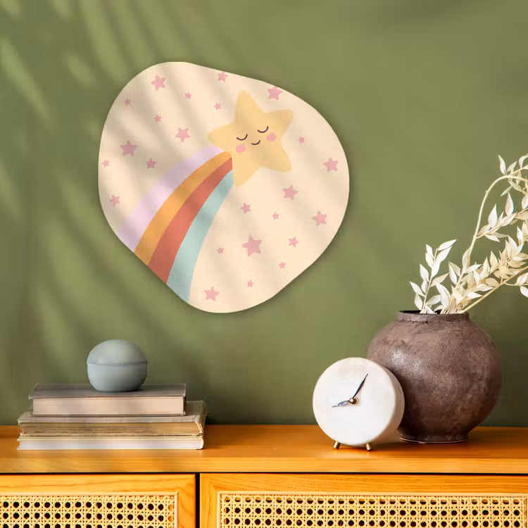 Organisch schilderij - Forex - Ster - Regenboog - Nacht - Illustratie - Pastel — 2