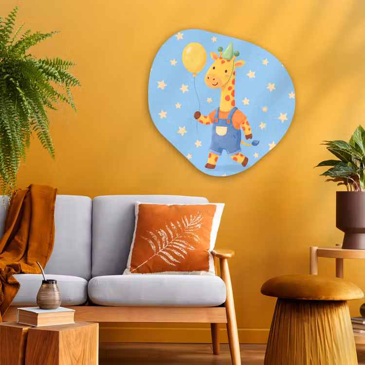 Organische schilderij - Aluminium - Dieren - Giraffe - Ballon - Feest - Kinderkamer — 3