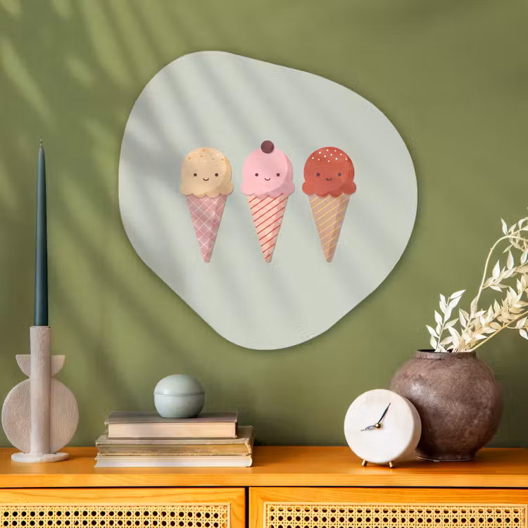 Organische schilderij - Aluminium - IJs - Hoorntjes - Eten - Illustratie - Vrolijk — 2