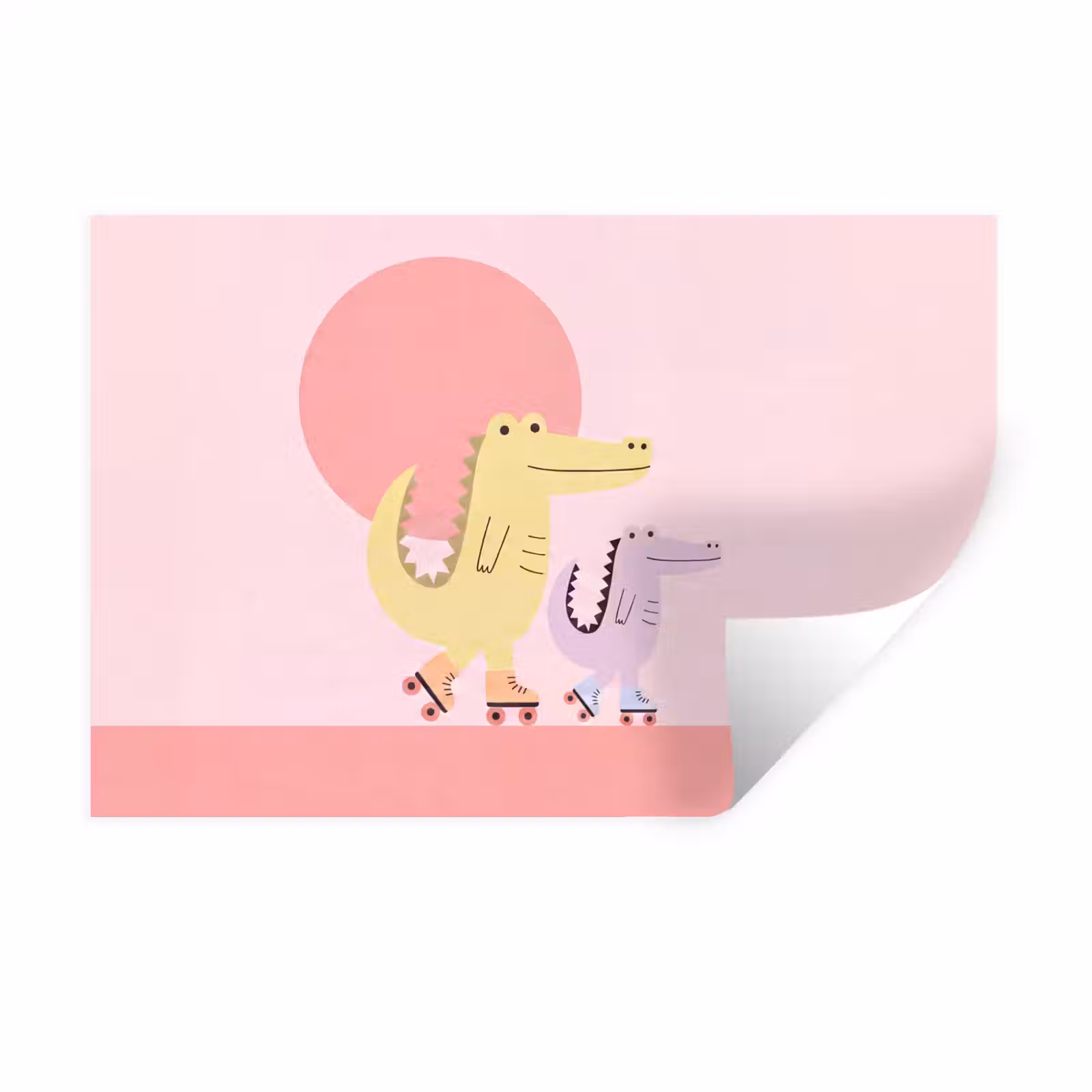 Muursticker - Dieren - Skaten - Illustratie - Speels - Roze — 1