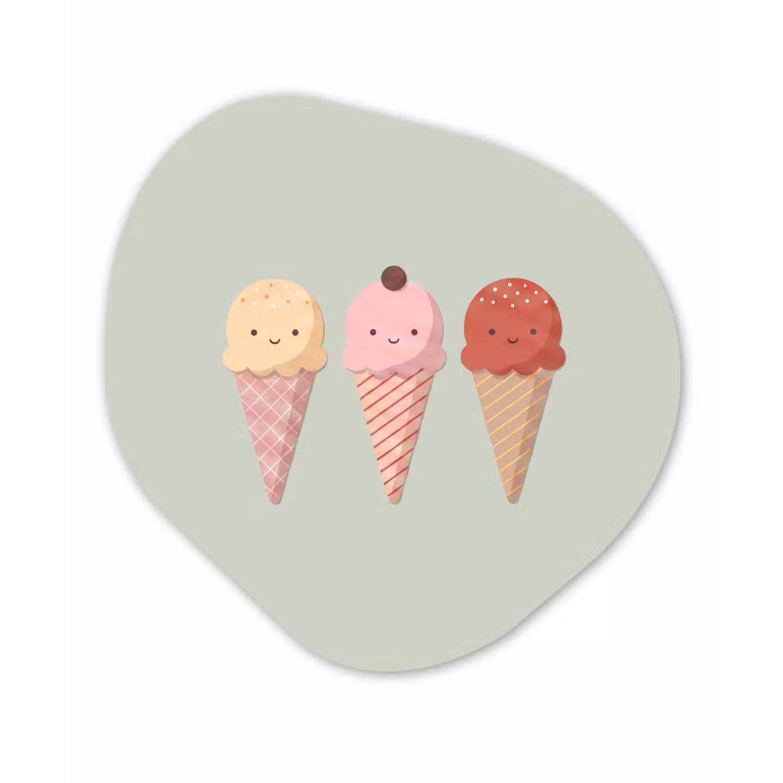 Organisch schilderij - Forex - IJs - Hoorntjes - Eten - Illustratie - Vrolijk — 1
