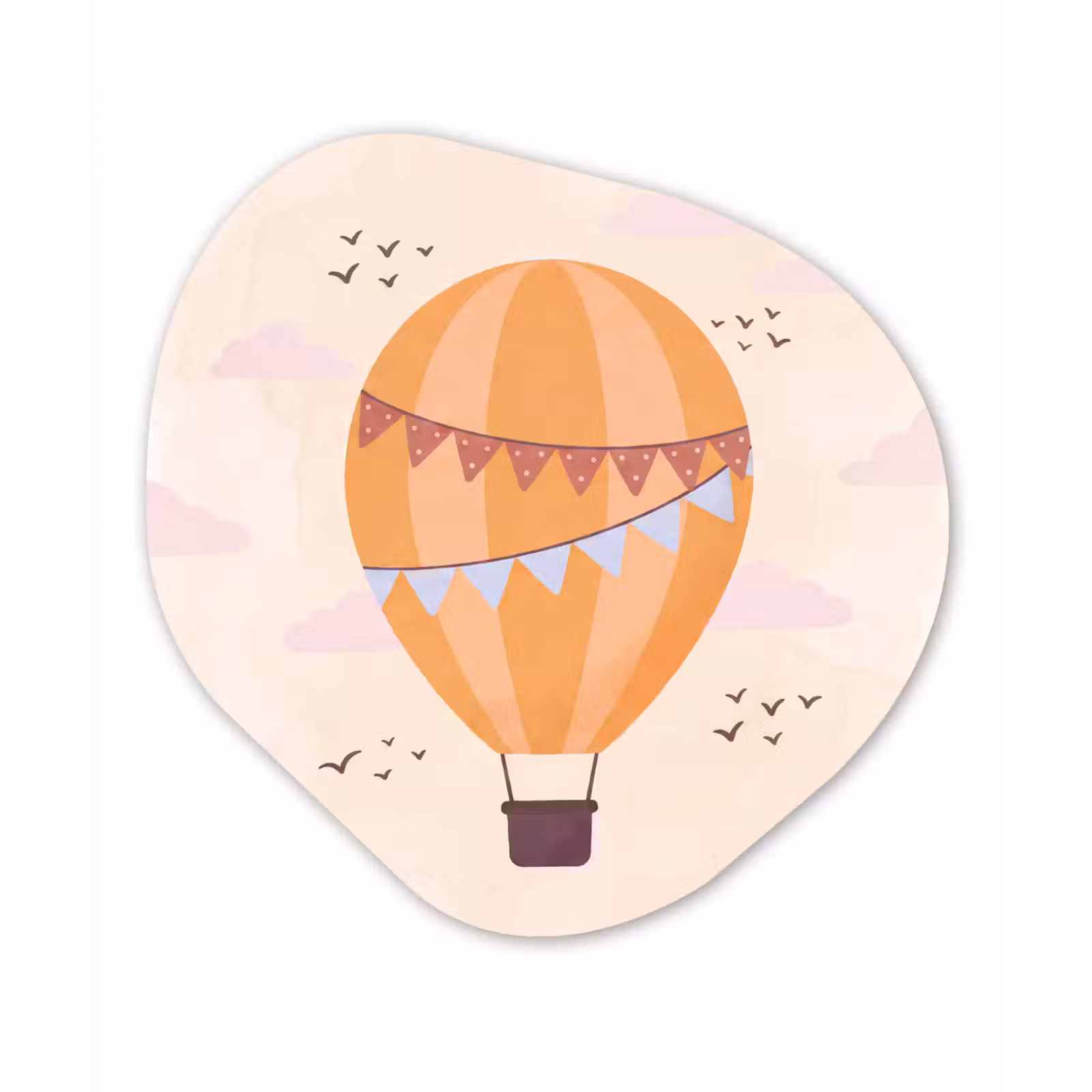 Organisch schilderij - Forex - Luchtballon - Slingers - Avontuur - Illustratie - Oranje — 1