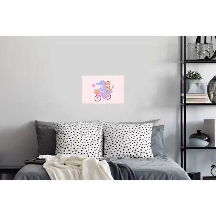 Muursticker - Dieren - Fiets - Vriendschap - Illustratie - Roze — 5