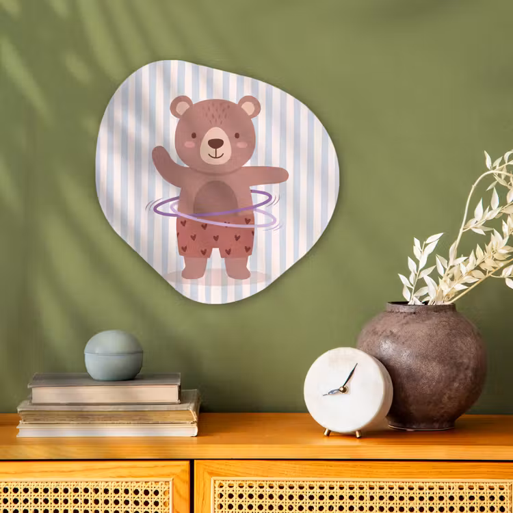 Organisch schilderij - Forex - Beer - Hoepel - Kinderkamer - Illustratie - Bruin — 2