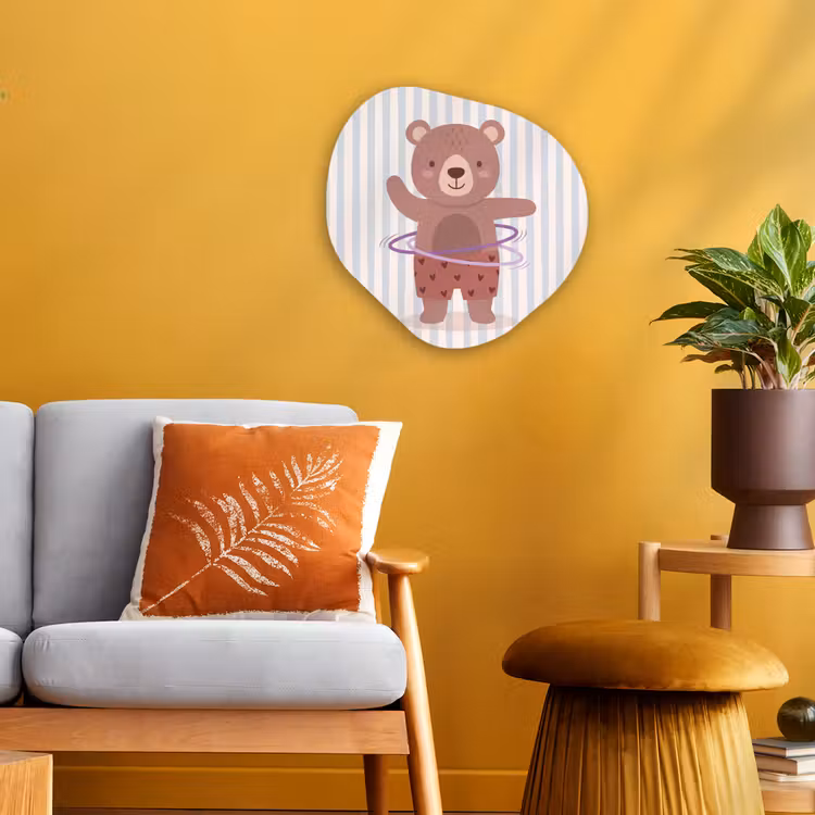 Organisch schilderij - Forex - Beer - Hoepel - Kinderkamer - Illustratie - Bruin — 3