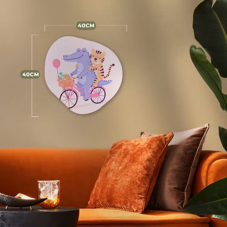 Organisch schilderij - Forex - Dieren - Fiets - Vriendschap - Illustratie - Roze — 4