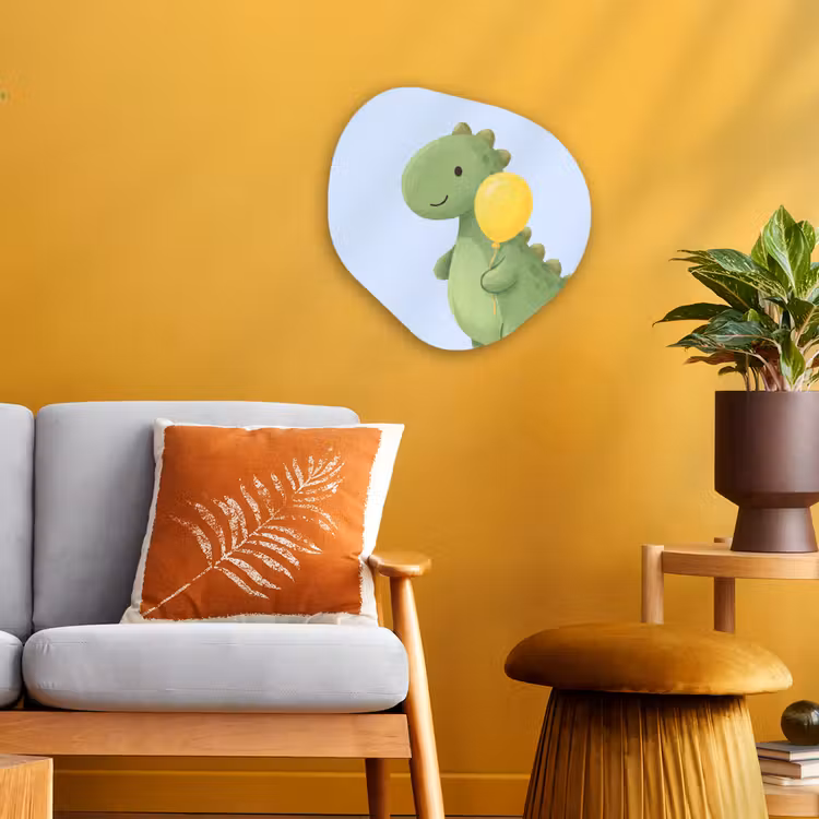 Organisch schilderij - Forex - Dinosaurus - Ballon - Kinderkamer - Illustratie - Groen — 3