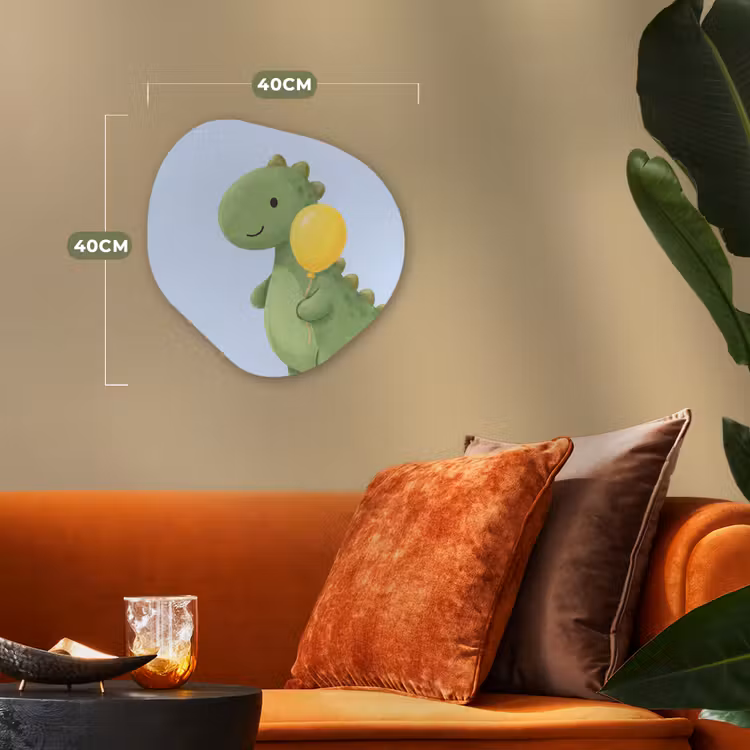 Organisch schilderij - Forex - Dinosaurus - Ballon - Kinderkamer - Illustratie - Groen — 4