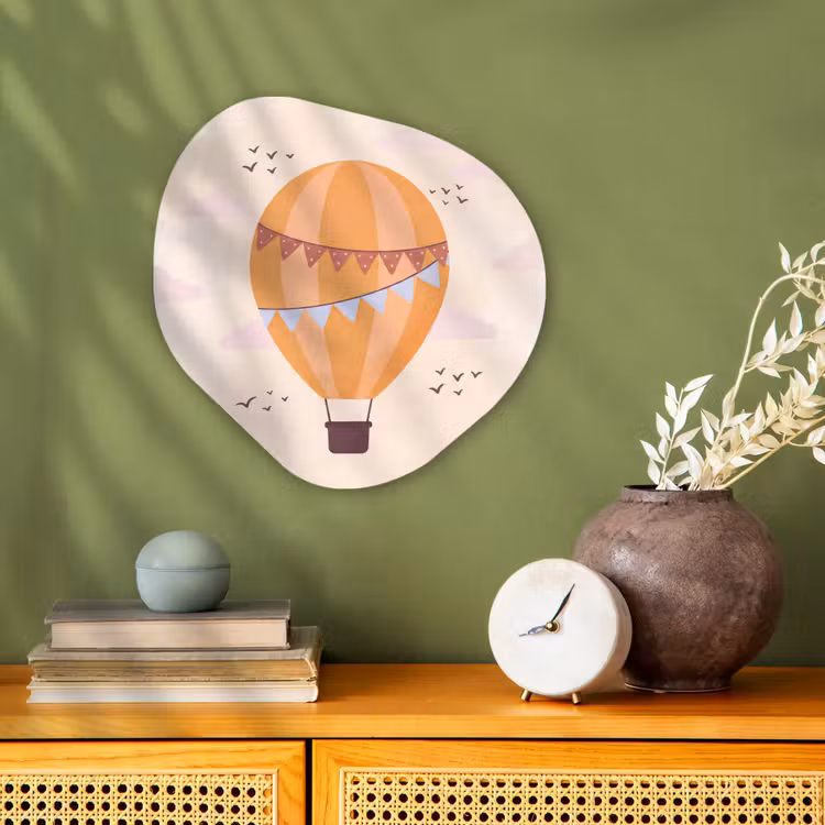 Organisch schilderij - Forex - Luchtballon - Slingers - Avontuur - Illustratie - Oranje — 2