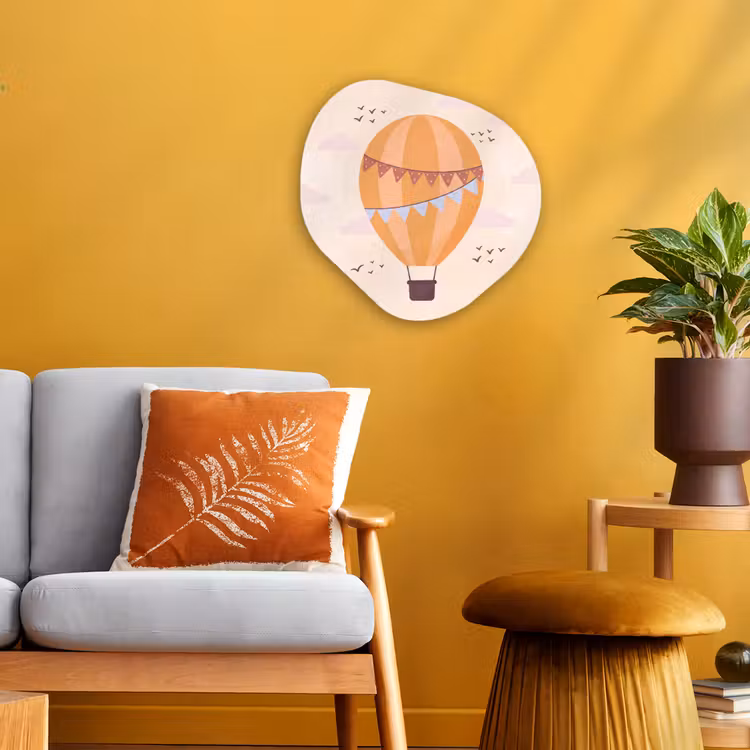 Organisch schilderij - Forex - Luchtballon - Slingers - Avontuur - Illustratie - Oranje — 3