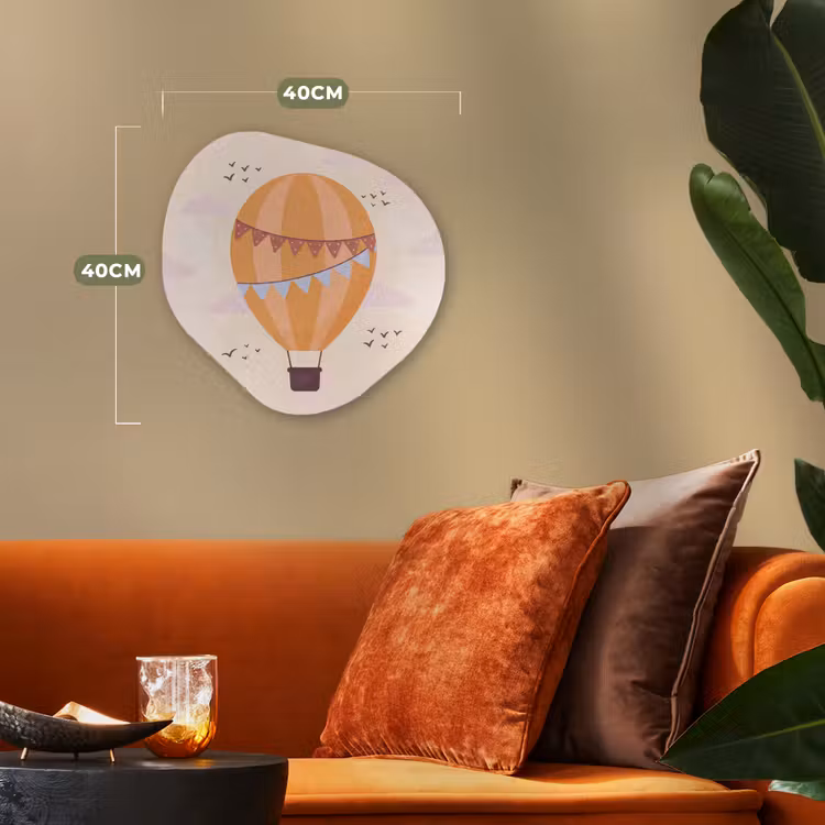 Organisch schilderij - Forex - Luchtballon - Slingers - Avontuur - Illustratie - Oranje — 4