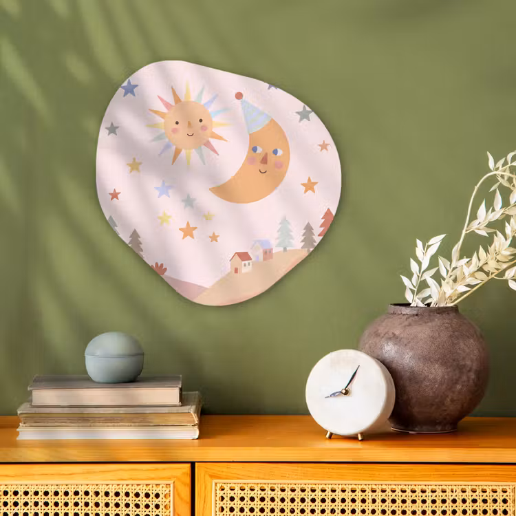 Organisch schilderij - Forex - Zon - Maan - Sterren - Kinderkamer - Pastel — 2