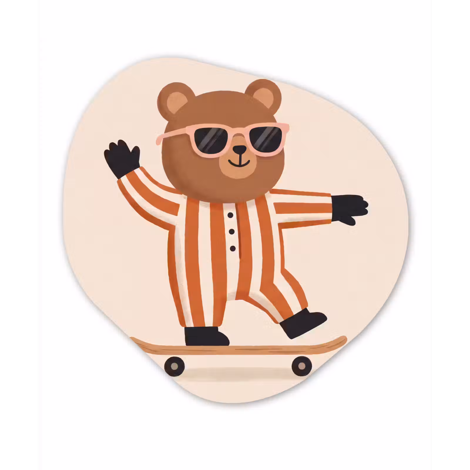 Organisch schilderij - Forex - Dieren - Skateboard - Spel - Cartoon - Roze — 1