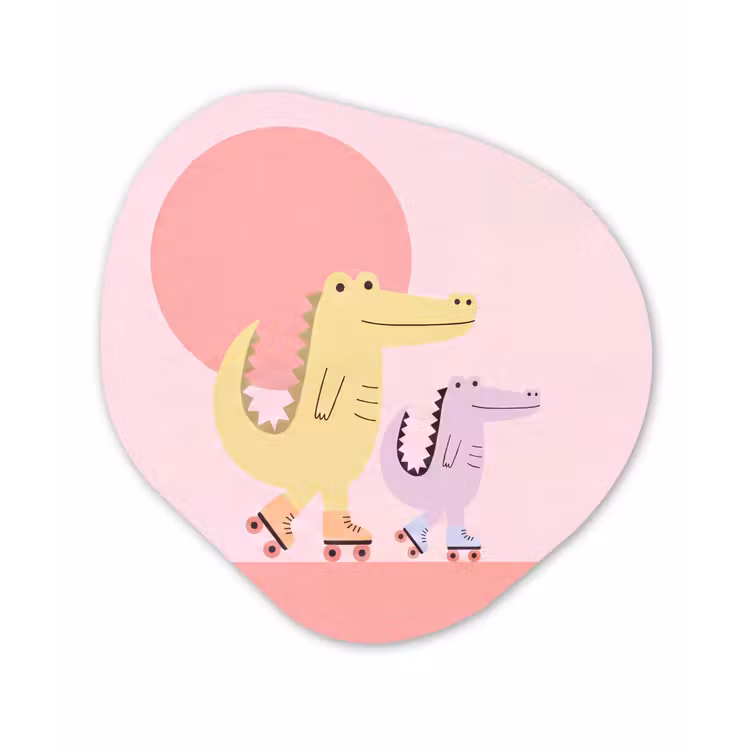 Organisch schilderij - Forex - Dieren - Skaten - Illustratie - Speels - Roze — 1