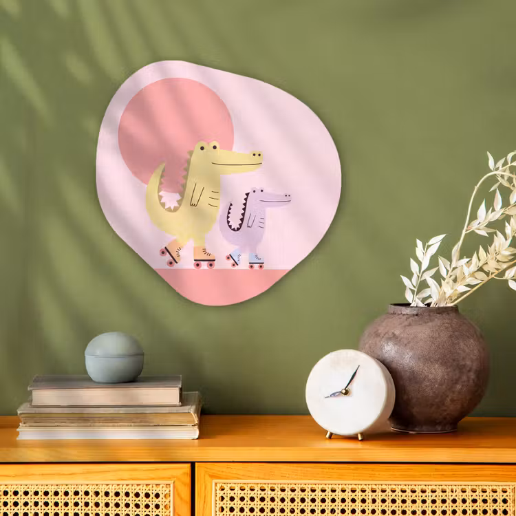Organisch schilderij - Forex - Dieren - Skaten - Illustratie - Speels - Roze — 2