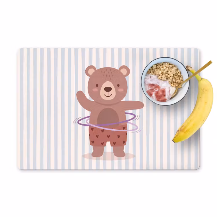 Placemat - 6 stuks - Beer - Hoepel - Kinderkamer - Illustratie - Bruin — 1