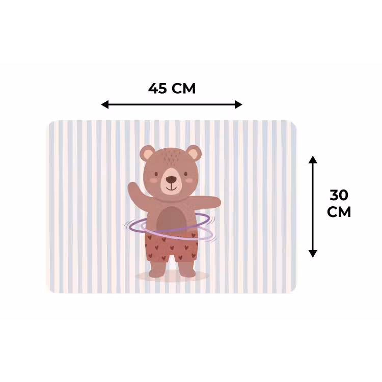 Placemat - 6 stuks - Beer - Hoepel - Kinderkamer - Illustratie - Bruin — 3
